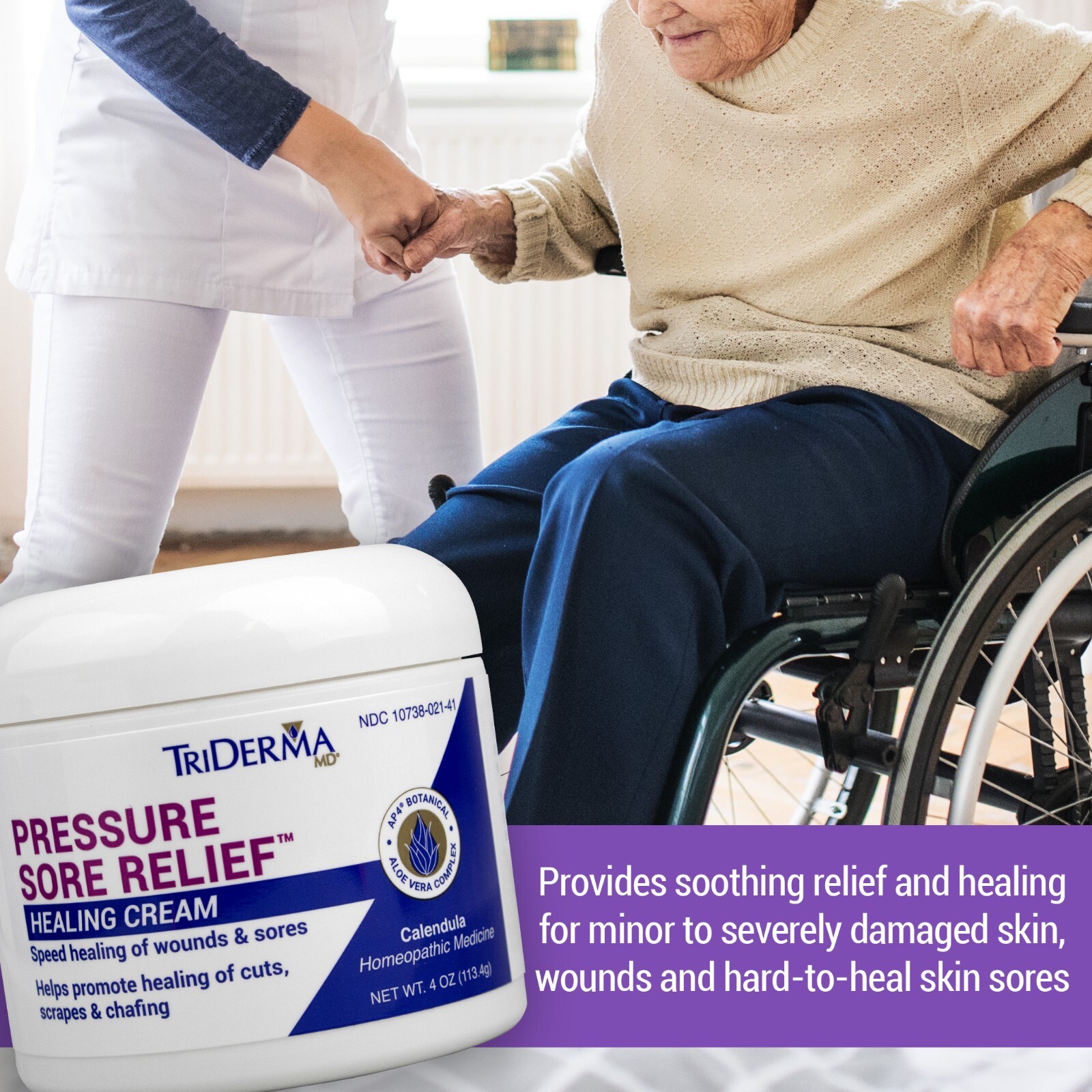 TriDerma Pressure Sore Relief Healing Cream for Bed Sores Treatment, Ulcers 4 oz