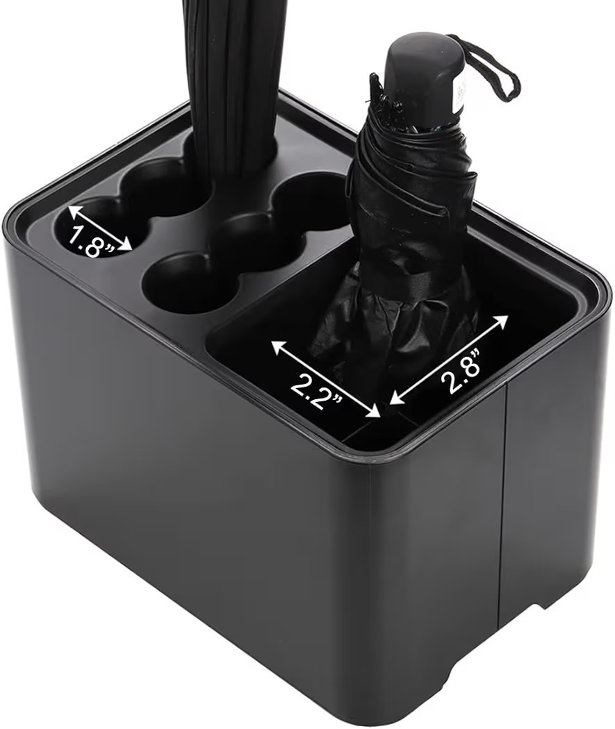 Black Umbrella Stand, Entryway Umbrella Organizer, Compact and Efficient with...