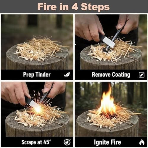 4 Portable Pocket Waterproof Ferrocerium Ferro Rod Fire Starter Survival Tool...