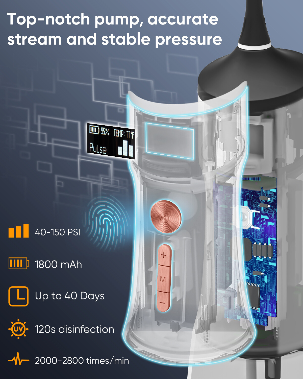 MySmile LP221 Cordless Water Flosser w/ UVC Light Portable Dental Oral Irrigator