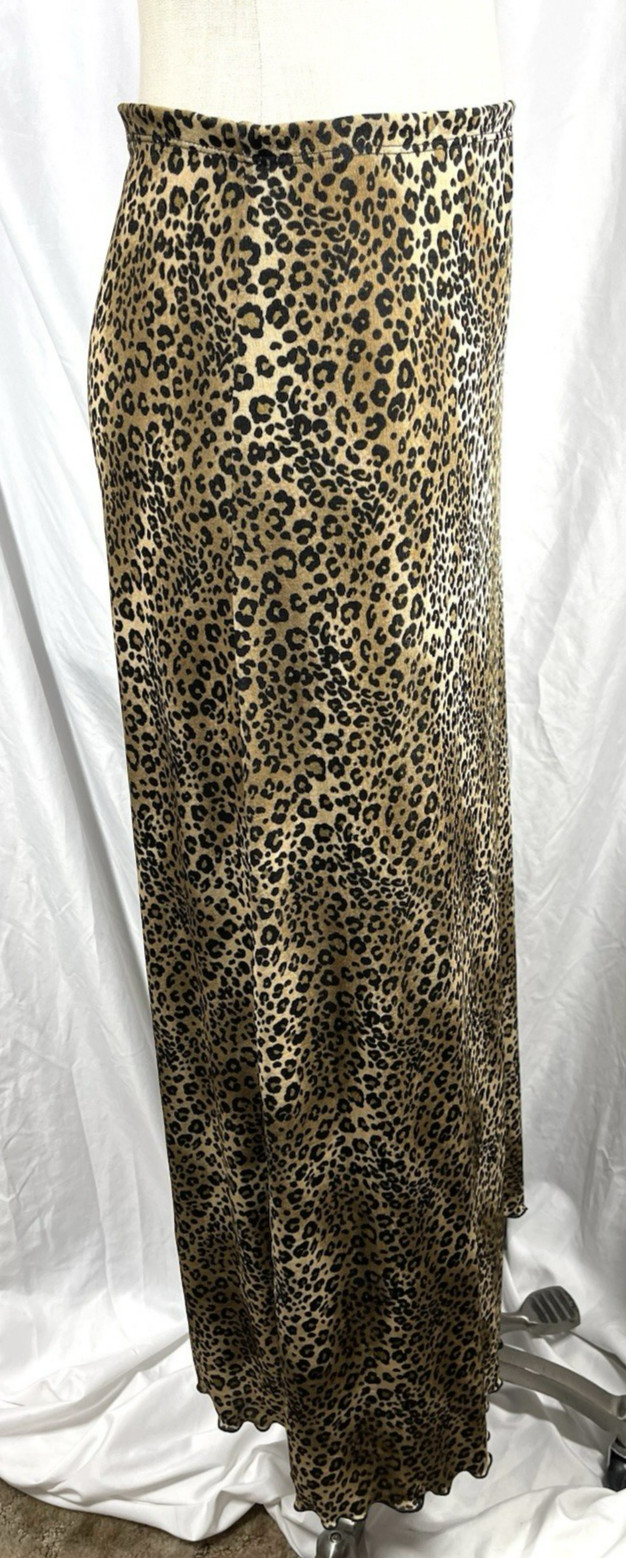 Vintage Olivia Paige Y2K Leopard Stretchy Maxi Skirt Size Medium Boho Grunge