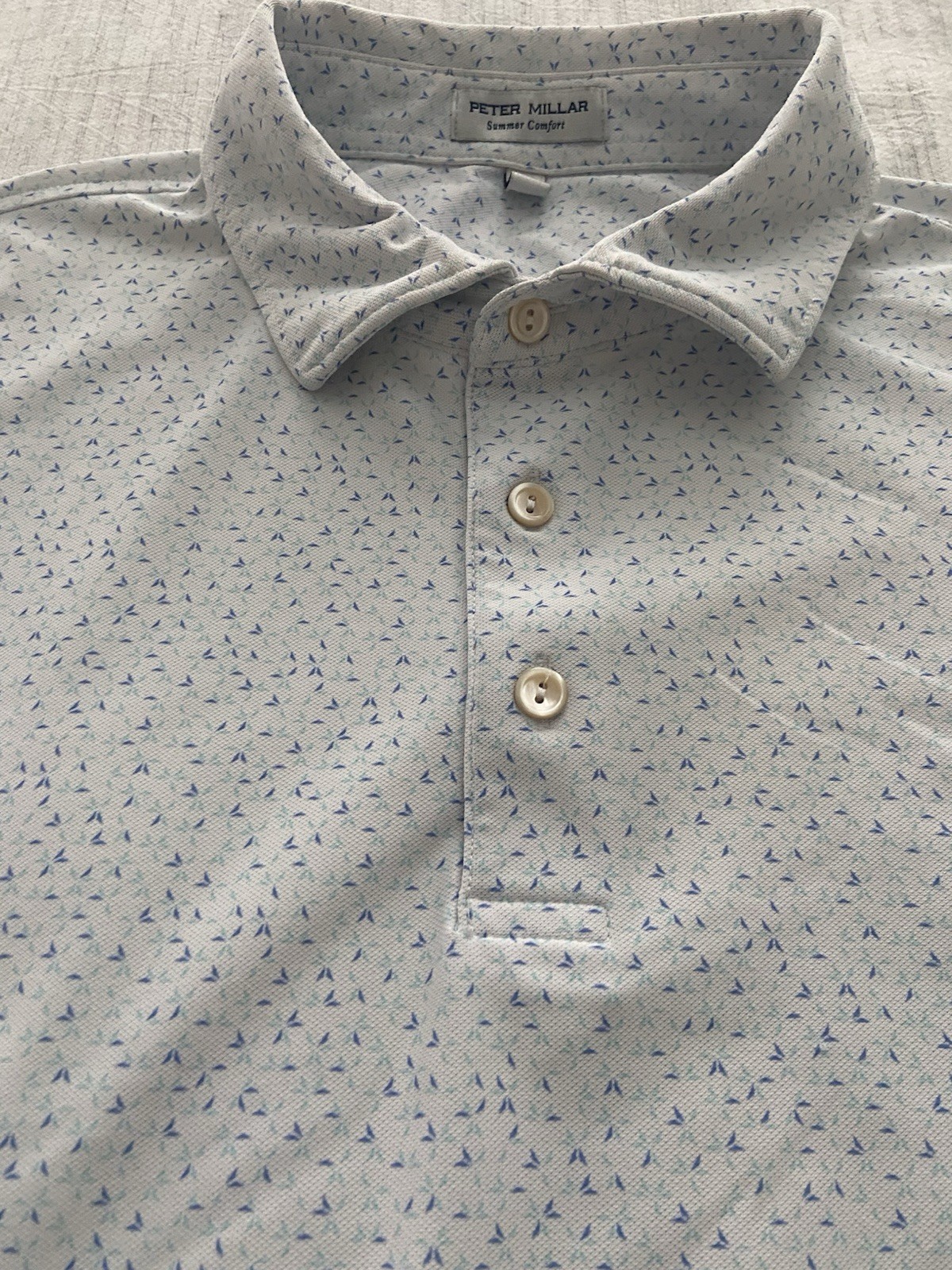 Peter Millar Summer Comfort Polo Shirt Medium White Pattern