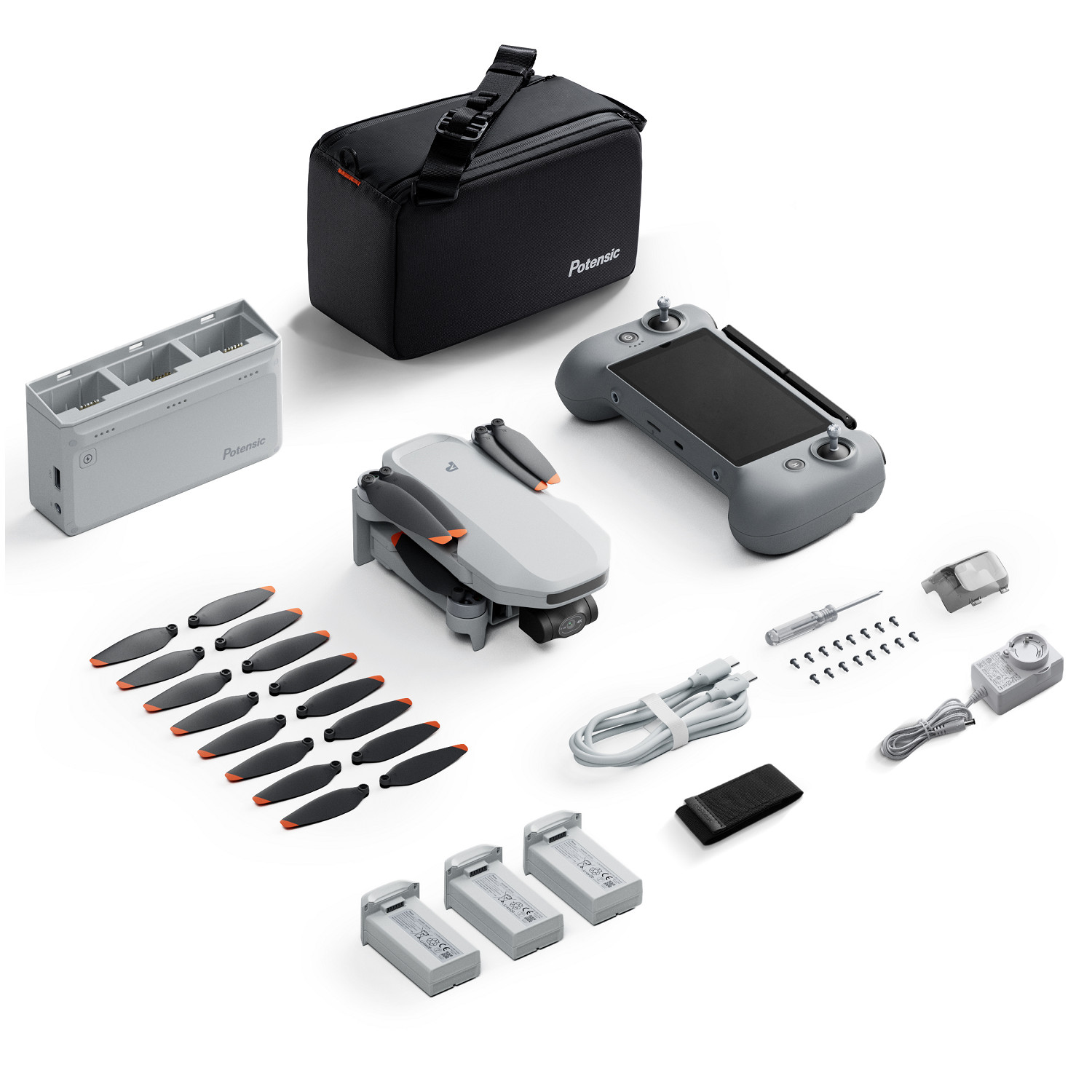 Potensic ATOM 2 Fly More Combo with RC PTD 1 Drone 4K Camera 3-Axis Gimbal