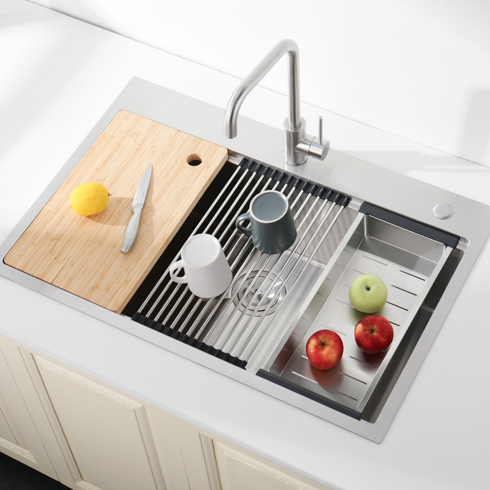 Cozy n Bath 33x22 inch overmount kitchen sink with accessors and drain