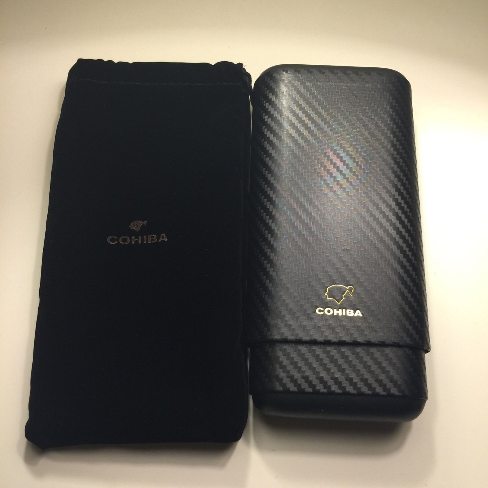 Cedar Woodline 3 Ct Cigar Traval Case Holder With Dust Bag