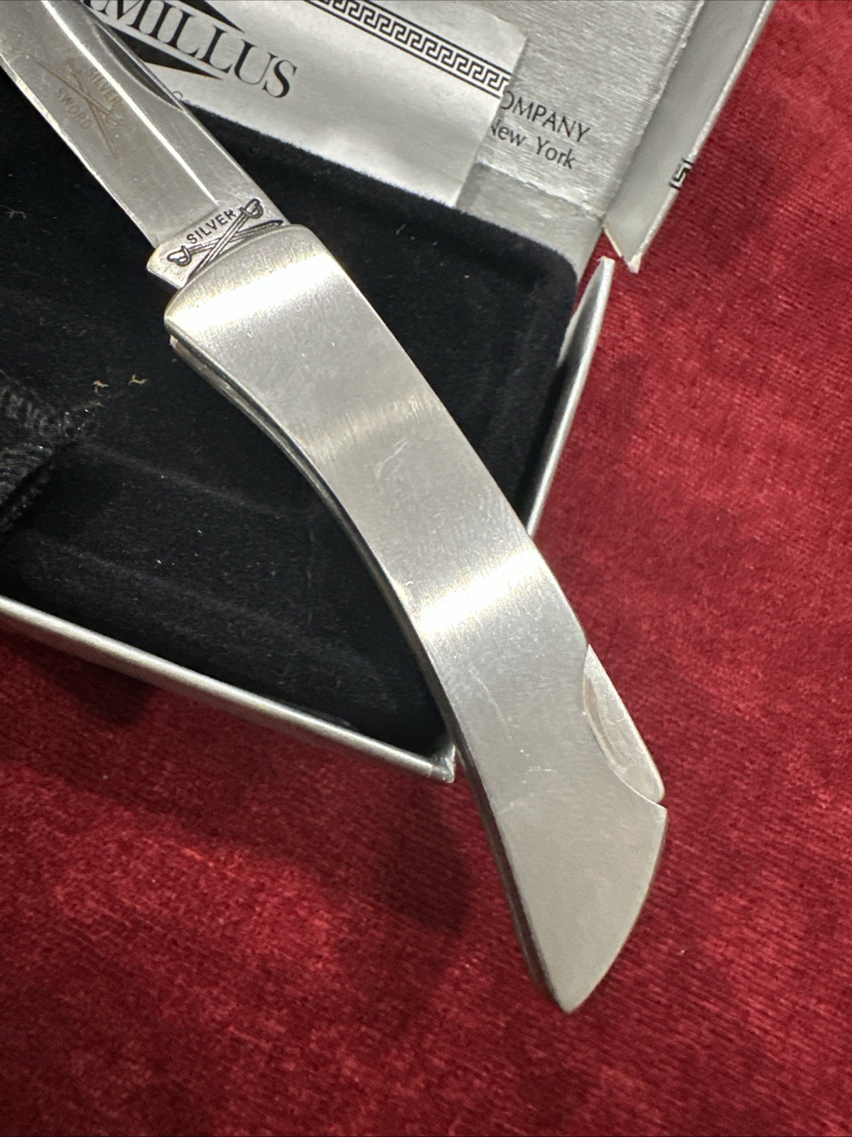 Camillus 864 Silver Sword Knife & Pouch 3-1/8" w/ Orig. Box!