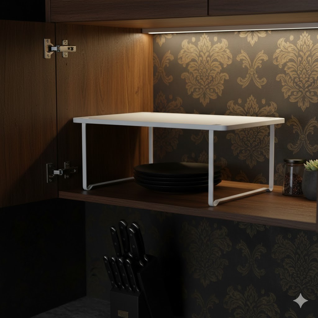 Metal Cabinet Shelf White - Brightroom: Kitchen Organizer, Shelf Riser, Iron, 15