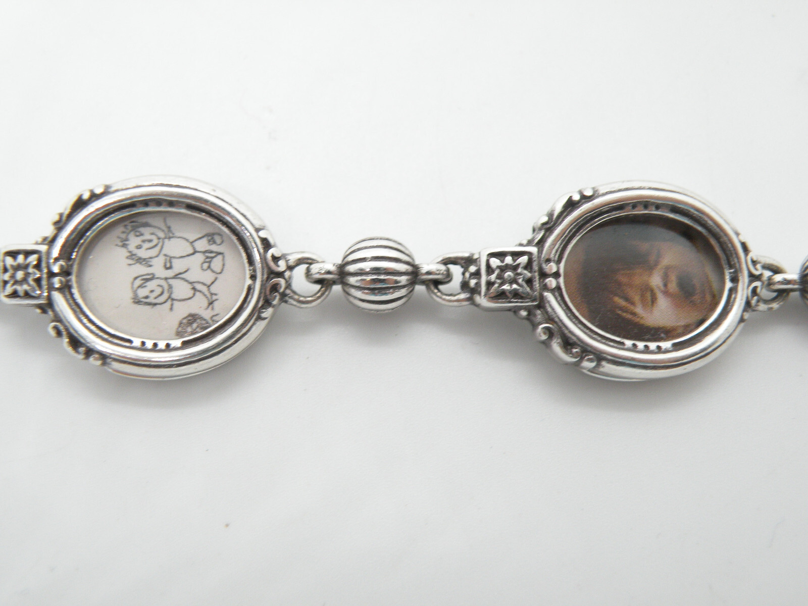 Brighton Signed Women Memory Lane Oval Photo Frame Silver Jewelry Bracelet 33b1