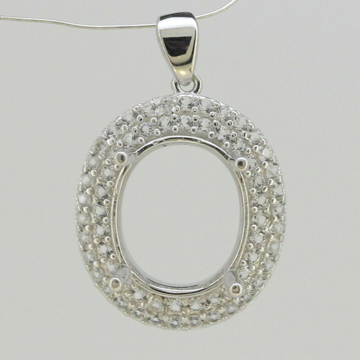 Sterling Silver Semi Mount Pendant Setting OV 20x15 18x13 16x12 14x12mm Topaz