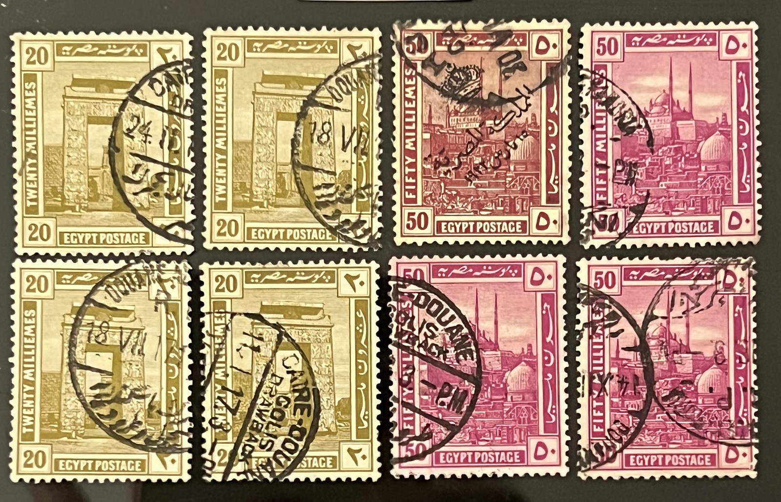 EGYPT-stamps-1914-history postage-CLEARANCE-set A-20+50 mills-Scott# 59+60