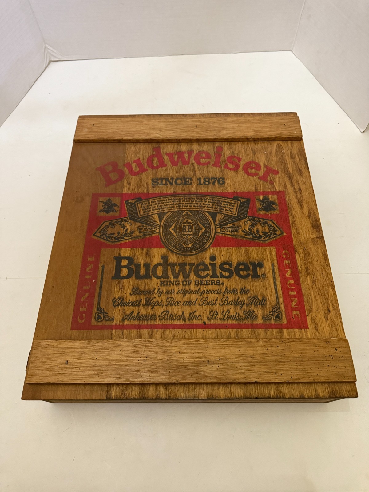Vintage Editions Taylorsville NC Wooden Budweiser Divided Crate Box Shadowbox
