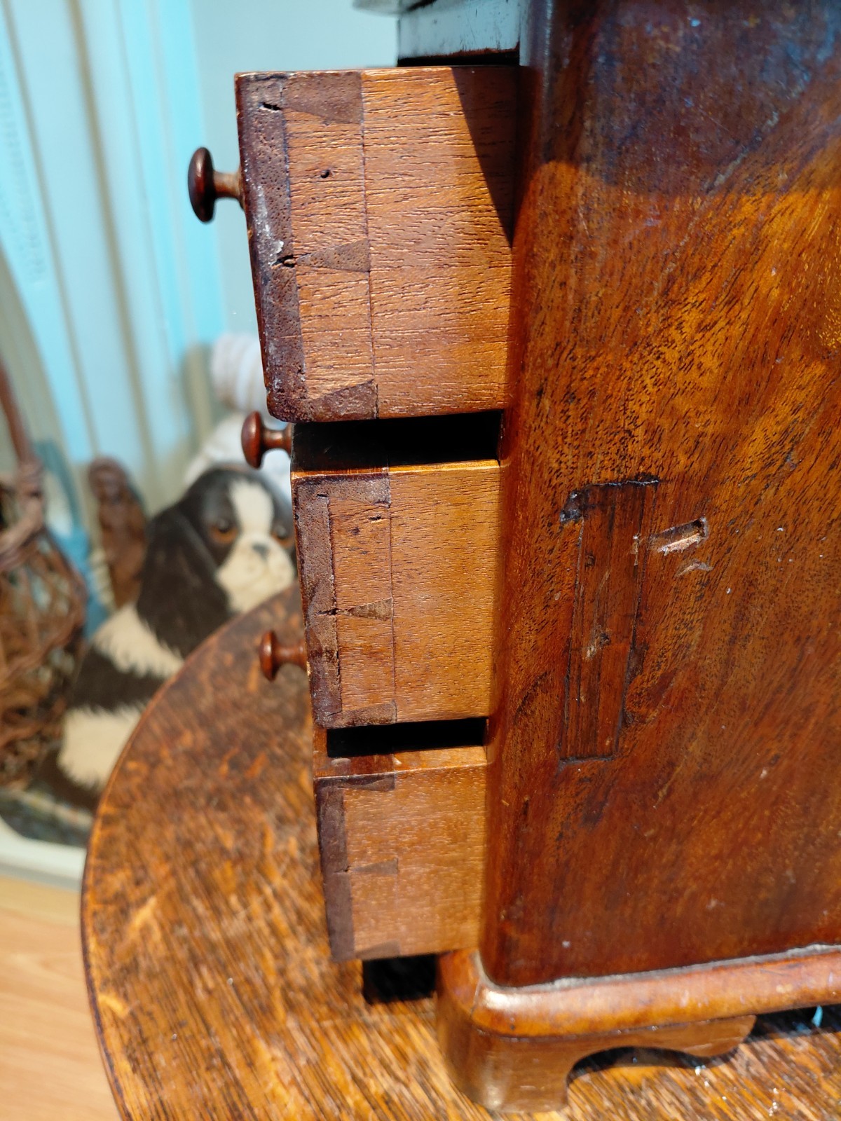 A Victorian Apprentice Piece Chest Of Drawers, Desktop 3 Drawers In Mahogany.