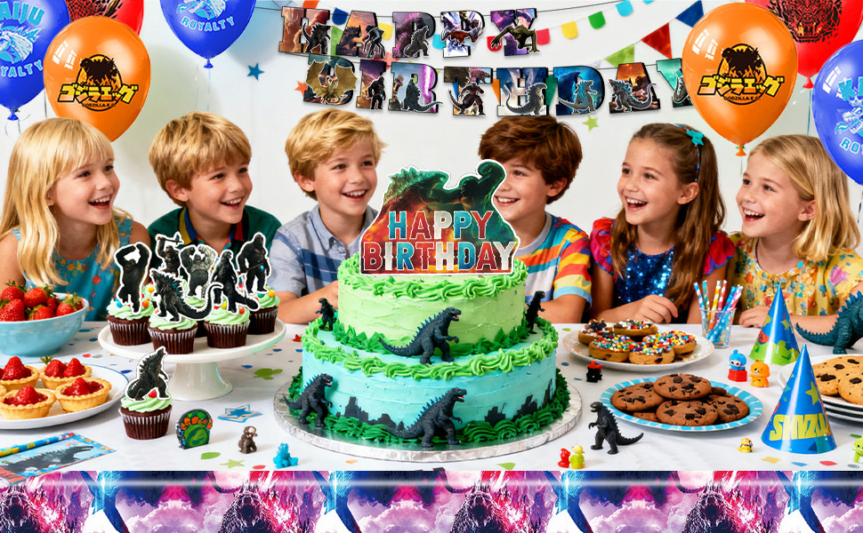 41Pcs Godzilla King Kong Birthday Party Decoration Godzilla Balloons Cake Topper