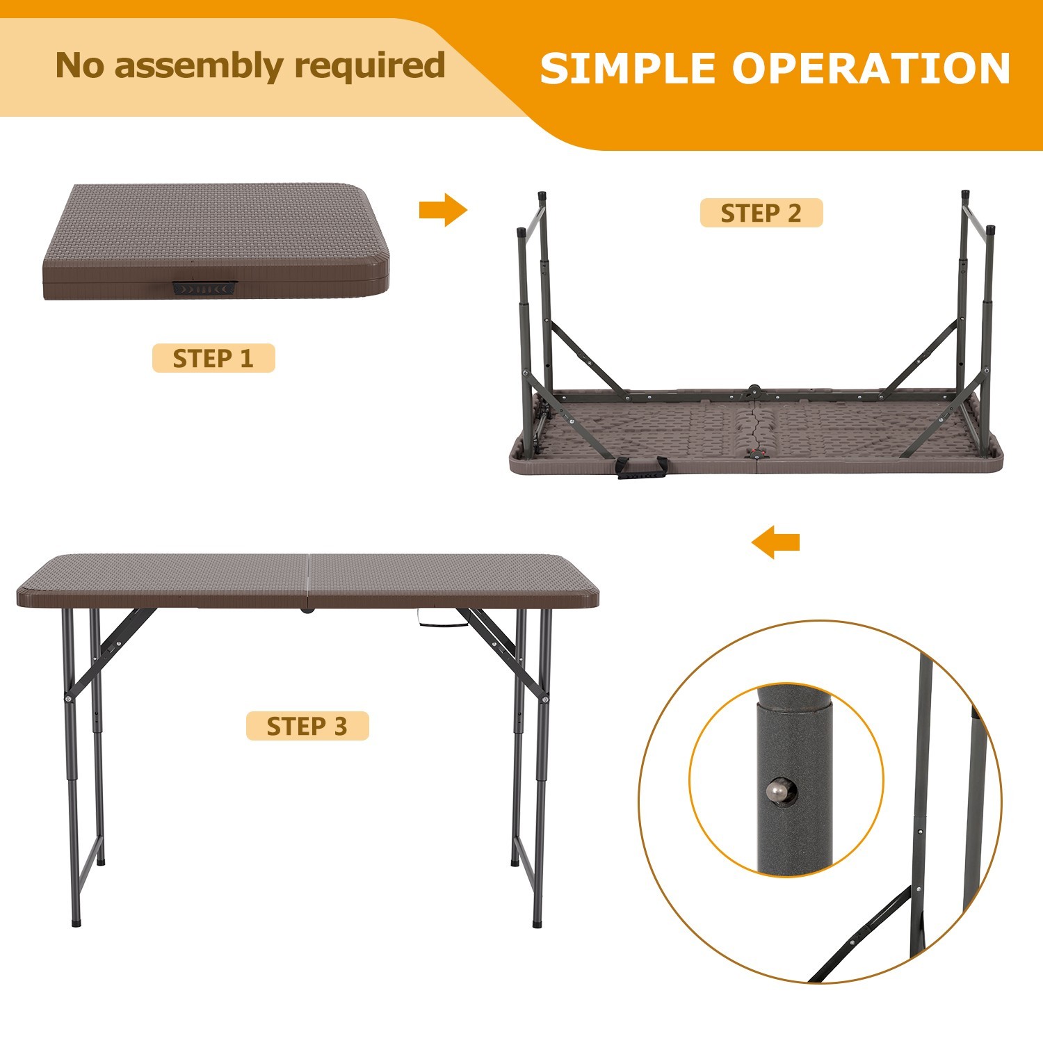 4FT Folding Table Half Portable Foldable Table Picnic Table for Office Home