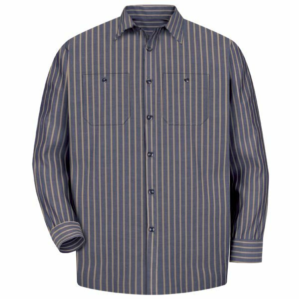 Red Kap Poplin Stripe 2 Pocket Men's Work Shirt Uniform