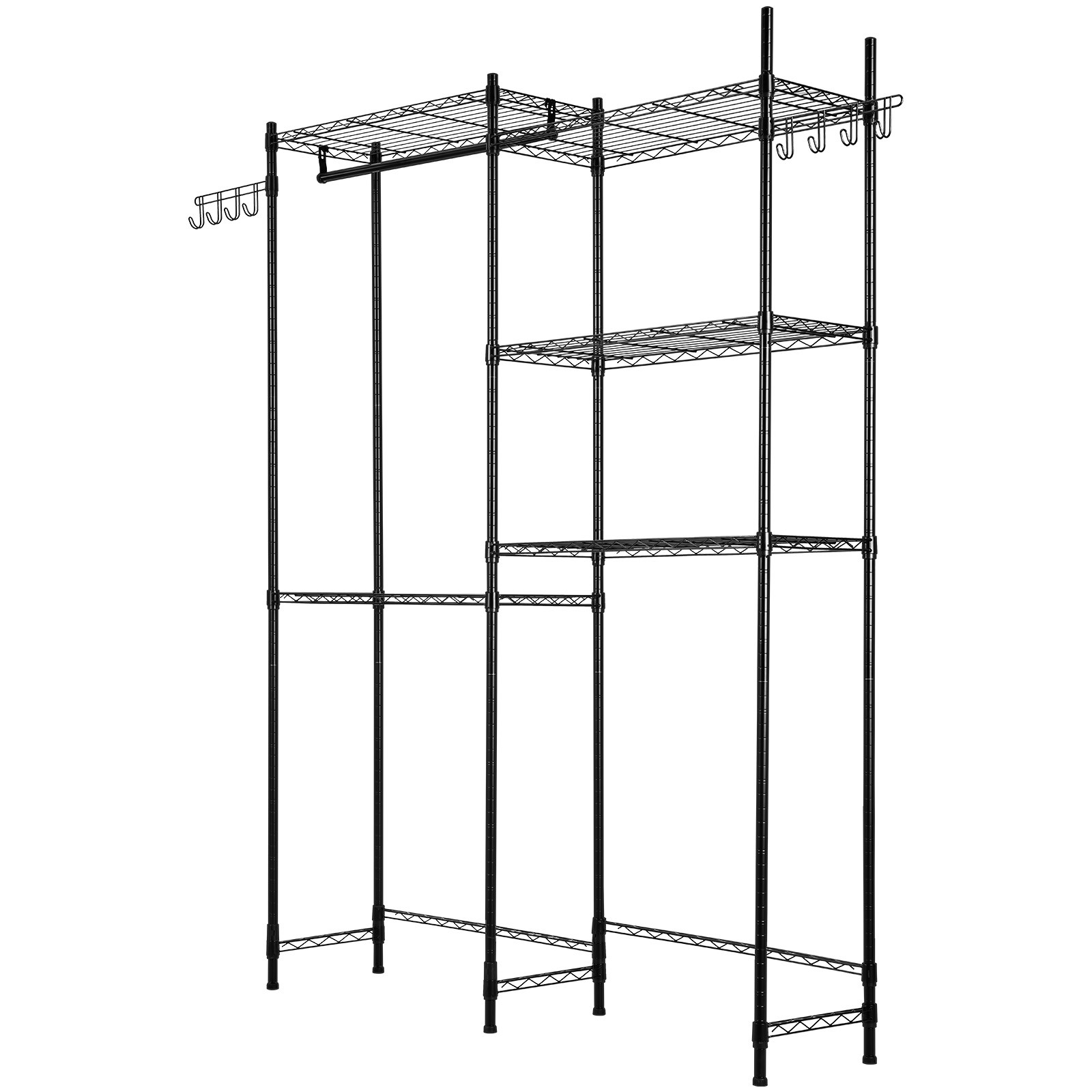 Over Washer and Dryer Storage Shelf Two Row 5 Tiers Washer Rack Black