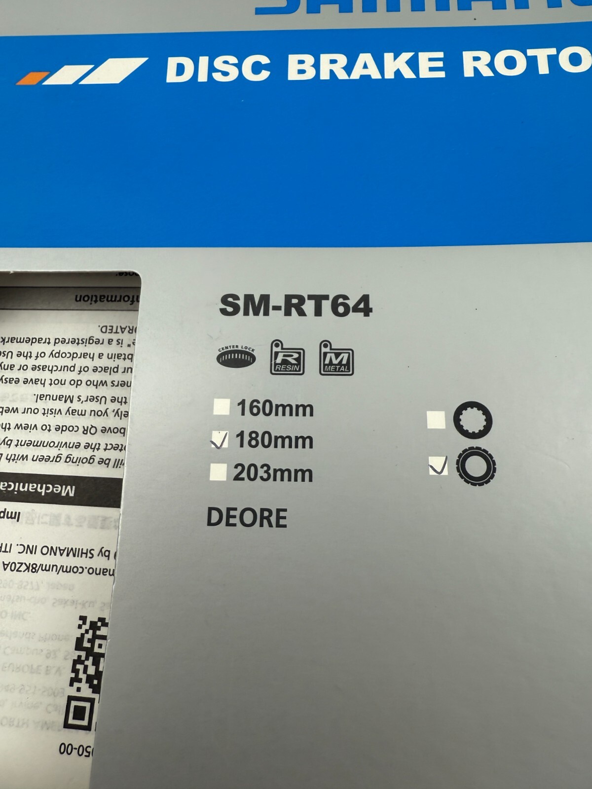 Shimano Deore SM-RT64 Disc Brake Rotor 180mm Center lock