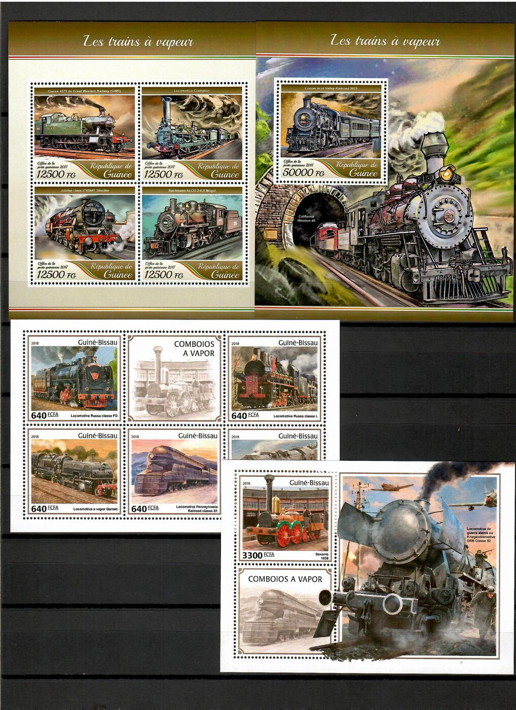 Steam locomotives trains railway 42 sheets 2017-2018 Collection [3] MNH #CNA164