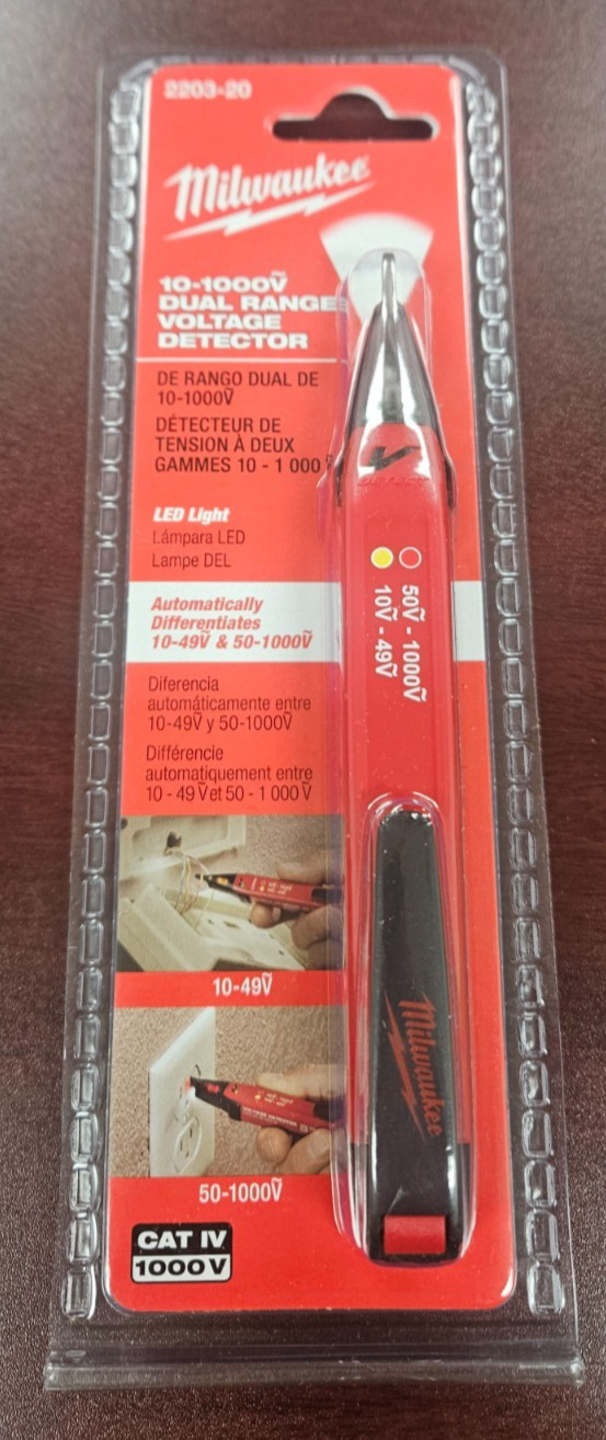 Milwaukee 2203-20 Dual Range 10-1000V Non-Contact Voltage Detector Pen Size New