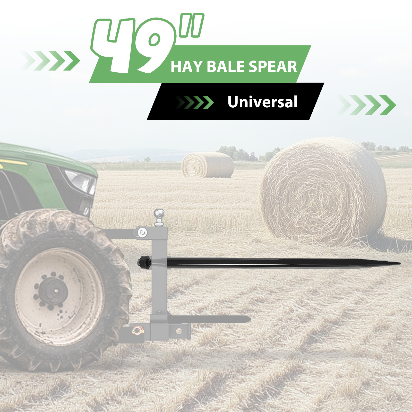 47in Square Hay Bale Spear Spike Fork Tine for Tractors, New