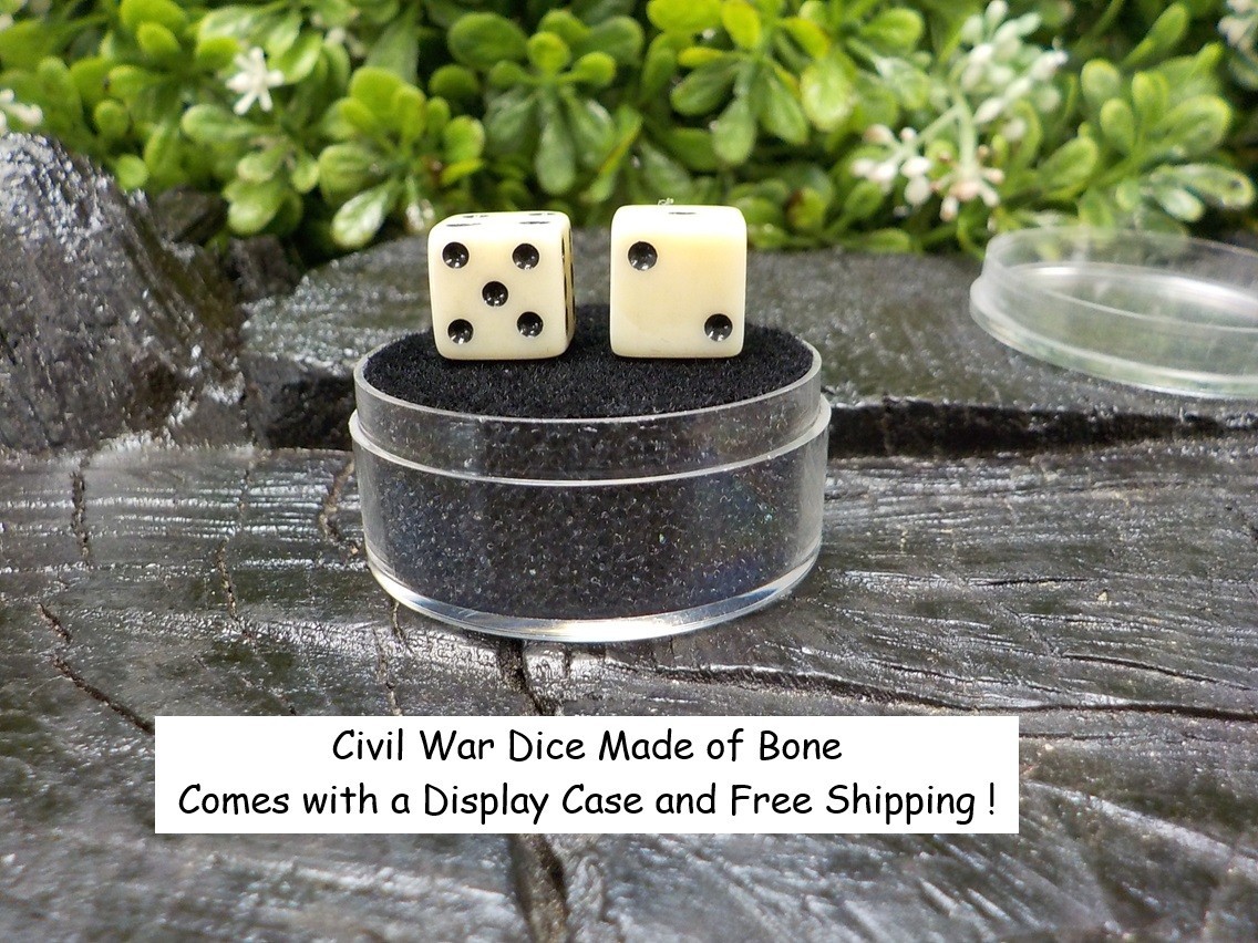 Old Rare Vintage Antique Civil War Relic Bone Dice Extremely Rare with Free Case
