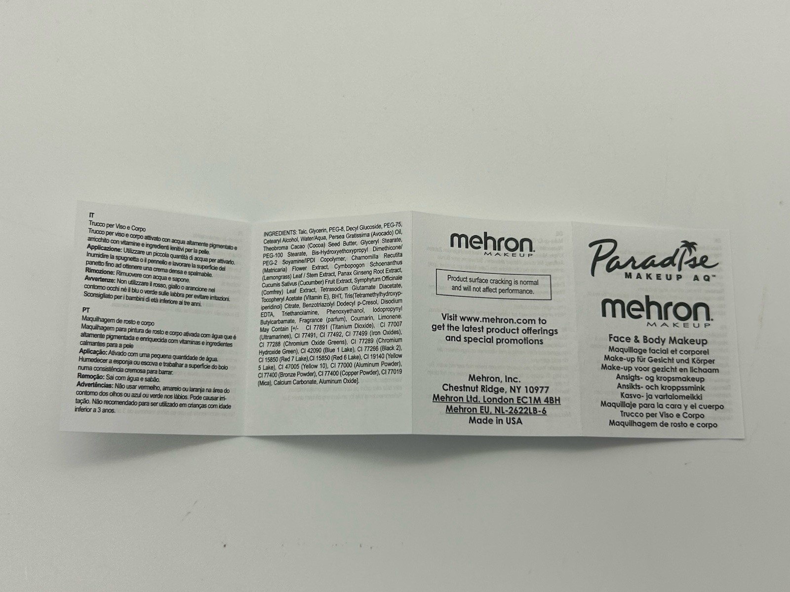 Mehron Paradise Makeup AQ ProPalette 12 Colors for Body & Face Painting