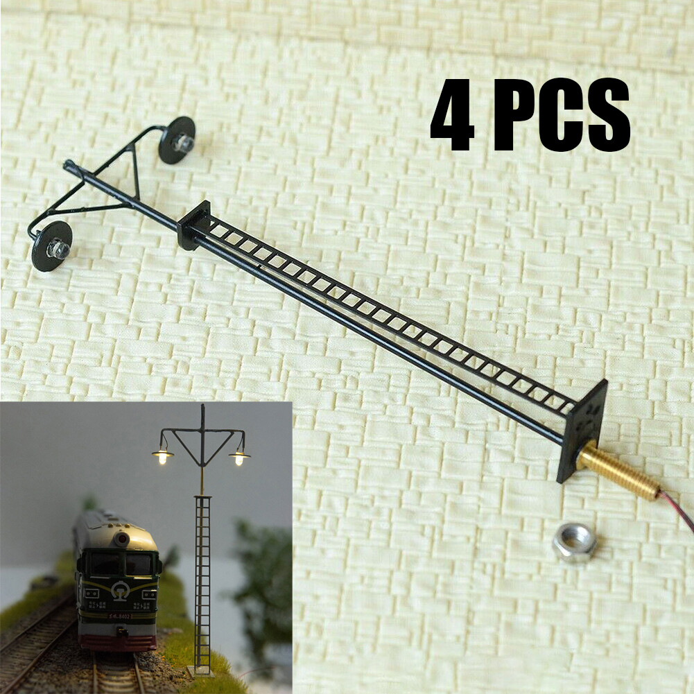 4 PCS HO-Scale LED Yard Light Model Train Railroad-Street Station Lamp Post US