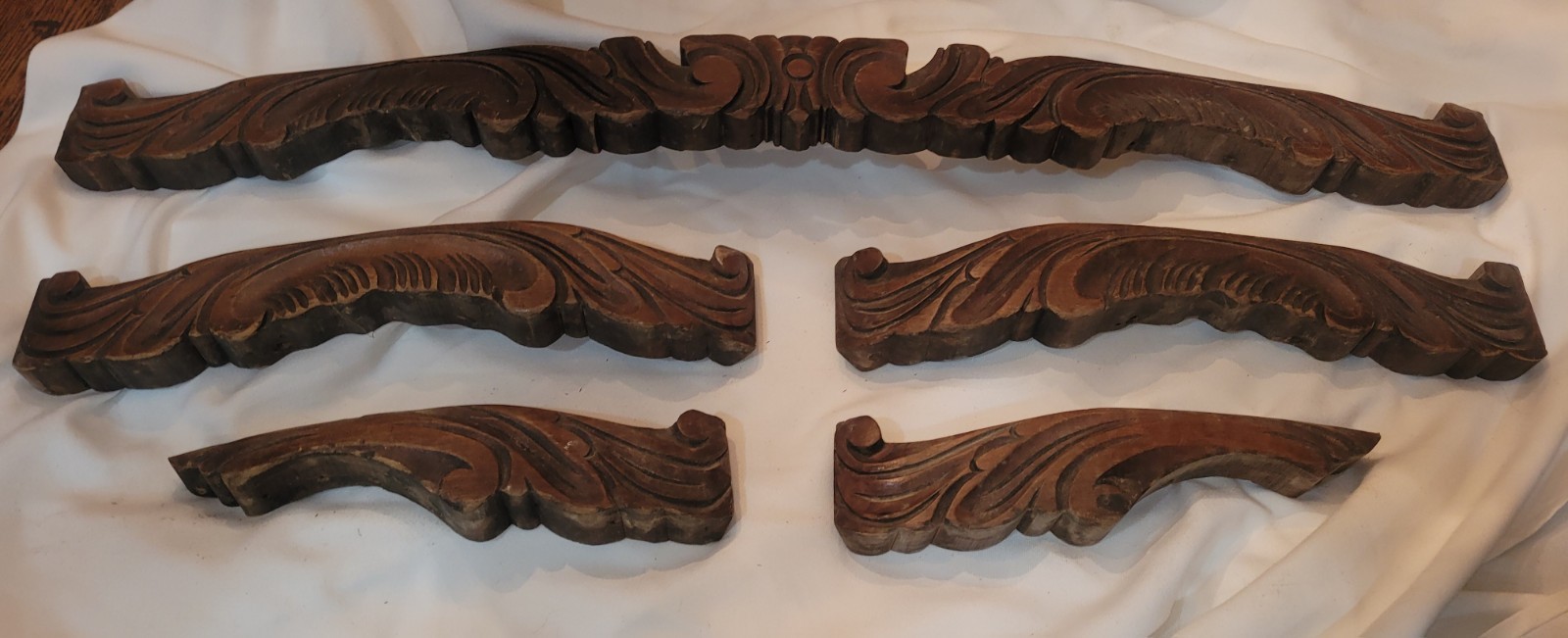 Antique 19th Century Hand Carved Architectural Scrollwork, Salvaged Sofa Apron