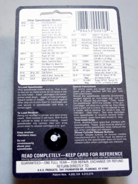 Lot of 2 HKS 36-A Speedloader 38/357 S&W J frame 36 442 60 RUGER SP101 TAURUS 85