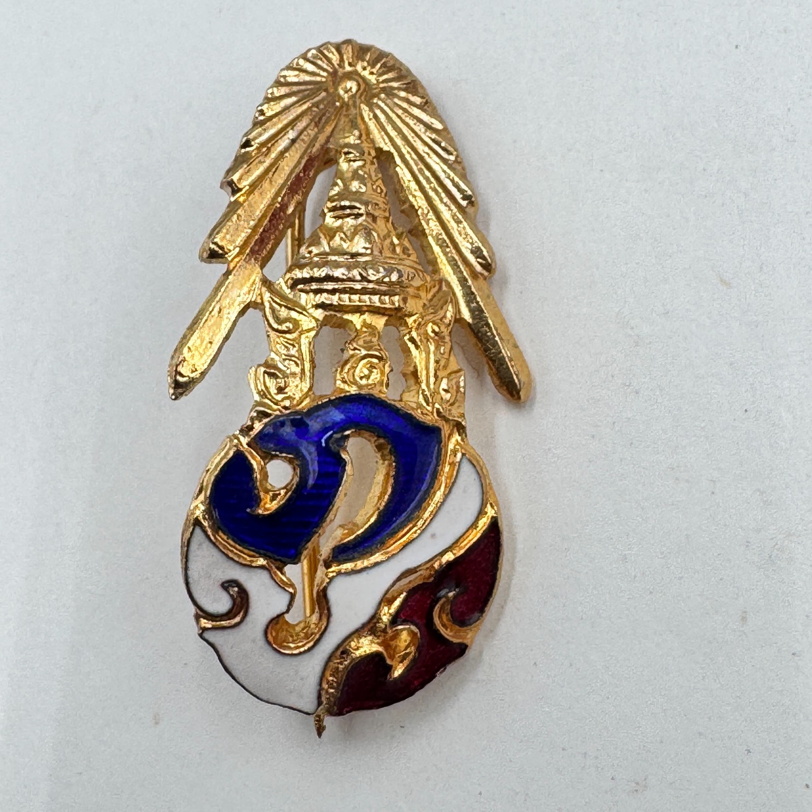 Vintage King Rama IX of Thailand Por Por Ror Royal Monogram Commemorative Pin