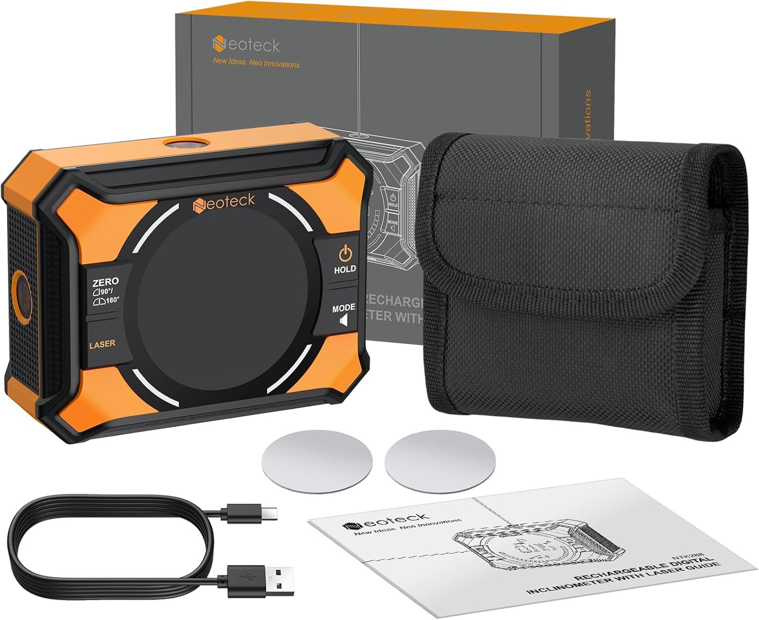 Neoteck 3-in-1 Digital Inclinometer Angle Finder Gauge Magnetic with Laser Level