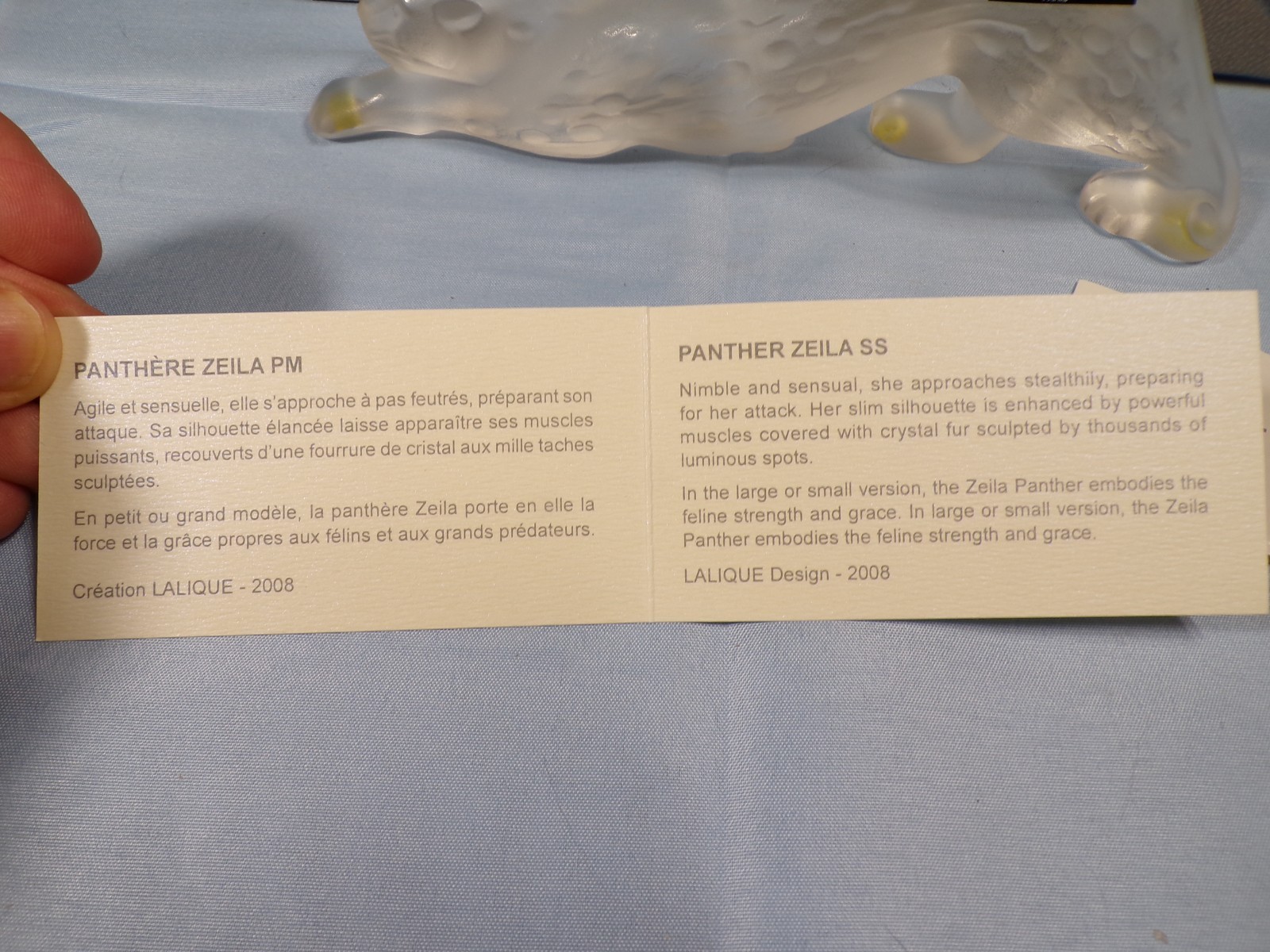 Lalique France Crystal Stalking Zeila Panther Figurine w/ Box 8 1/4" Long