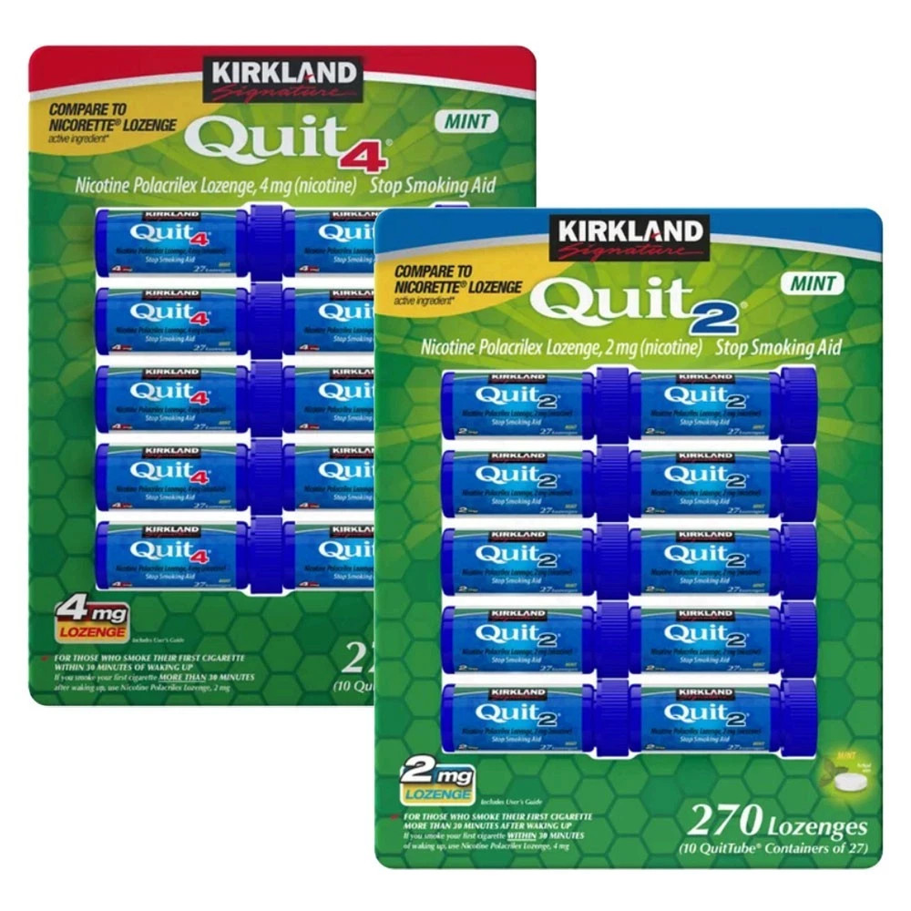 Kirkland Signature Quit Lozenges 2mg. or 4mg., 270 Pieces, Mint Flavor, EXP 2/27