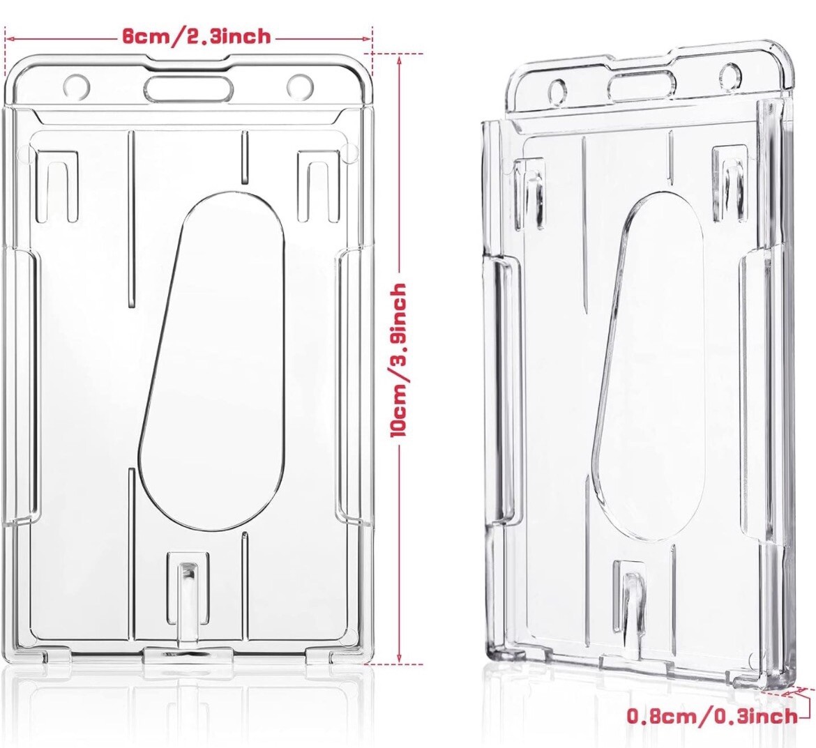 5 Pack ID Badge Holder Vertical Hard Plastic Card Holders - Work Airline Cruise