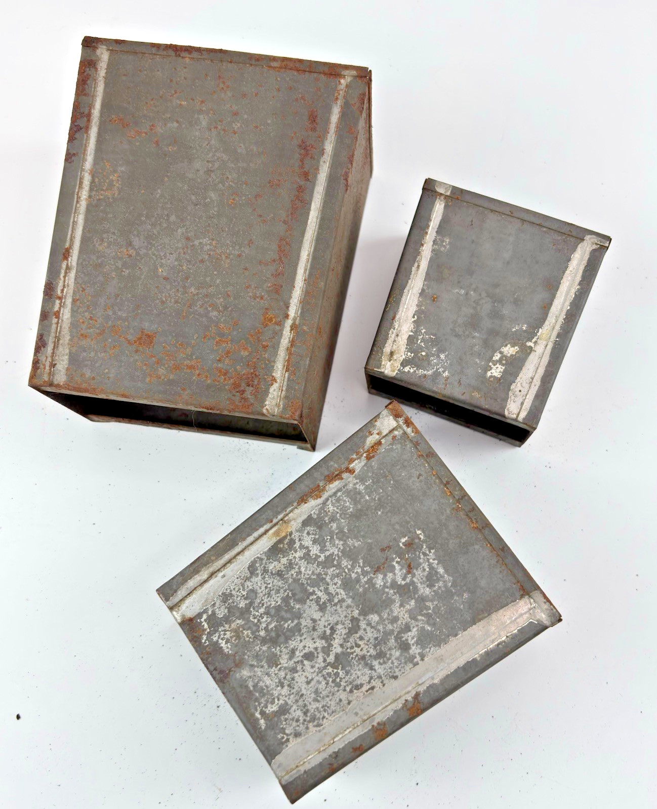 Antique Vintage Tin Ice Cream Container Set of 3 Nesting Mold Set