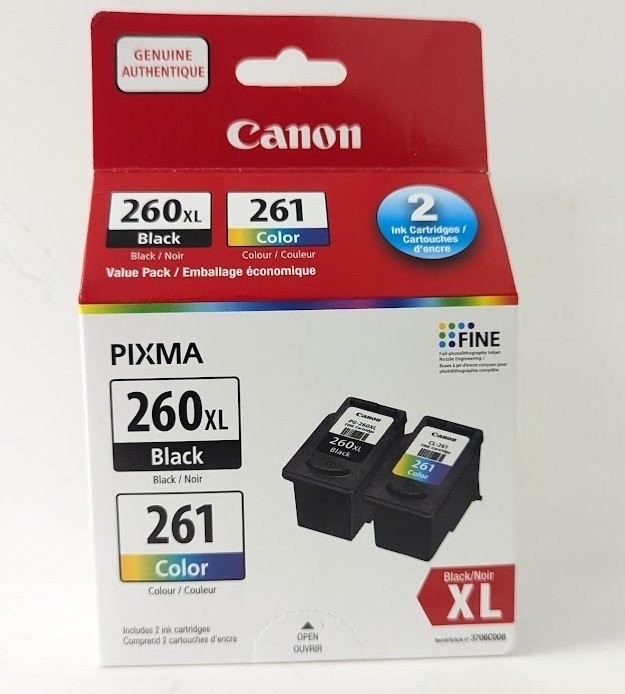 Canon PG-260XL Black & CL-261 Value Pack Printer Ink Cartridges - Genuine OEM