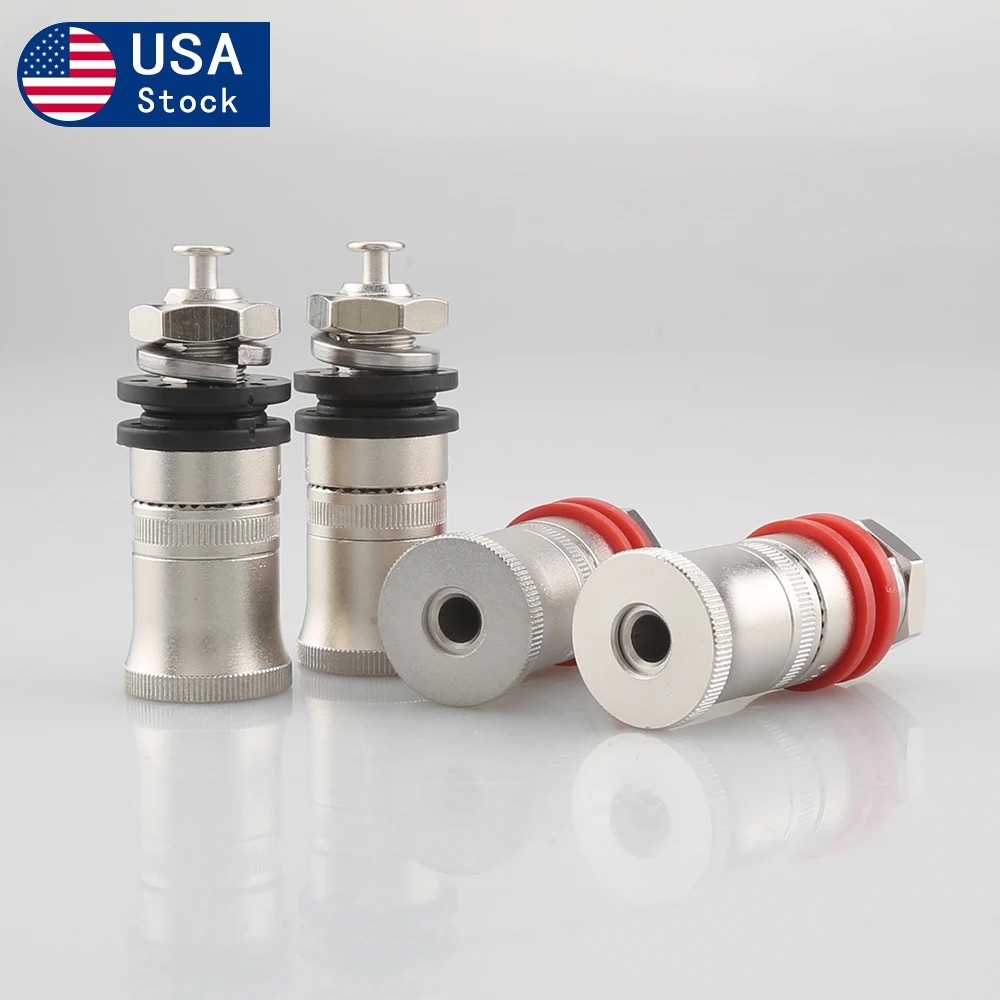4X CMC Rhodium Plated Speaker Amplifier Binding Post Terminal Banana Plug Socket