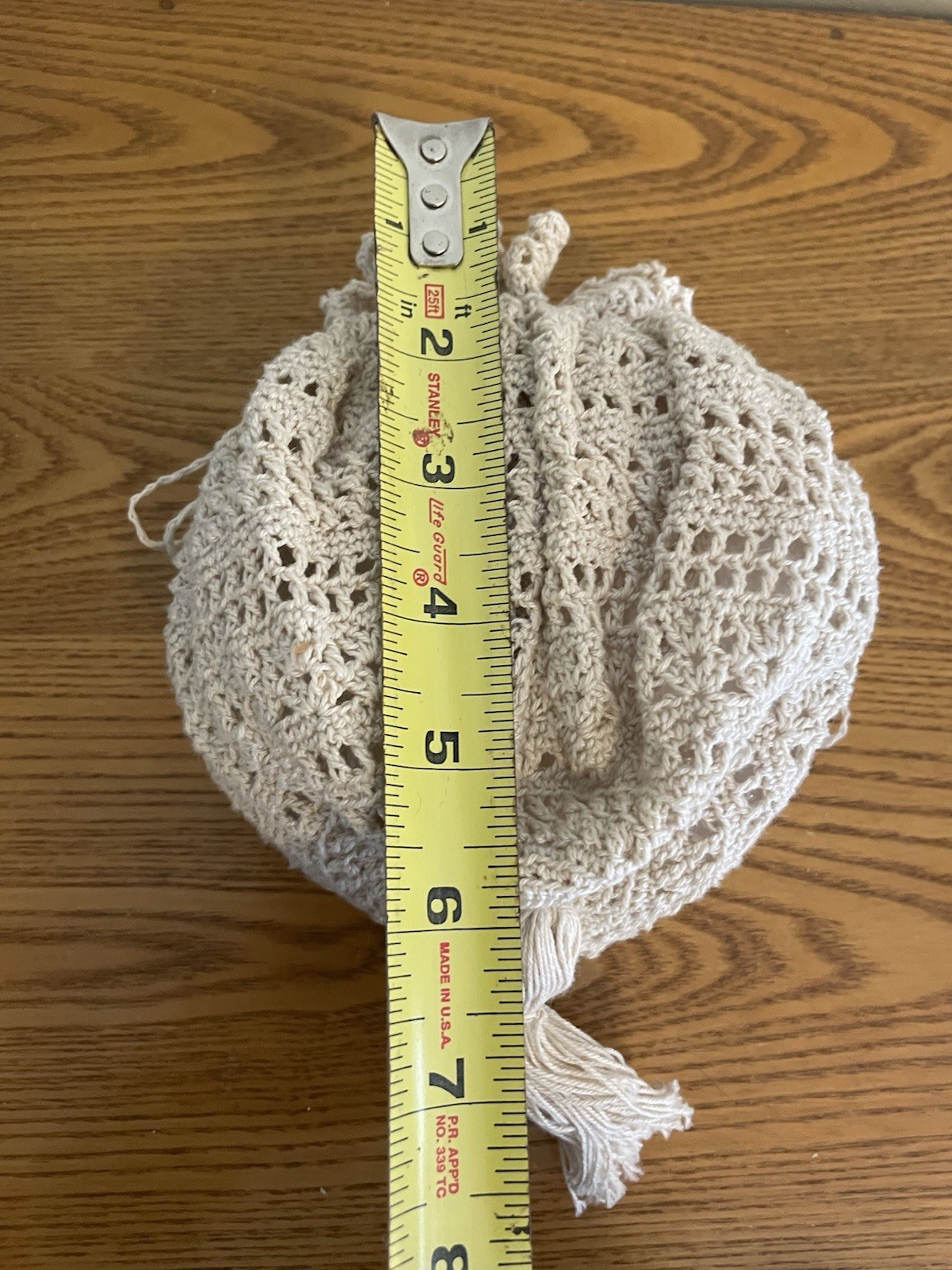 Vintage Handmade Crocheted Victorian 1800’s Reproduction Drawstring Purse Ecru