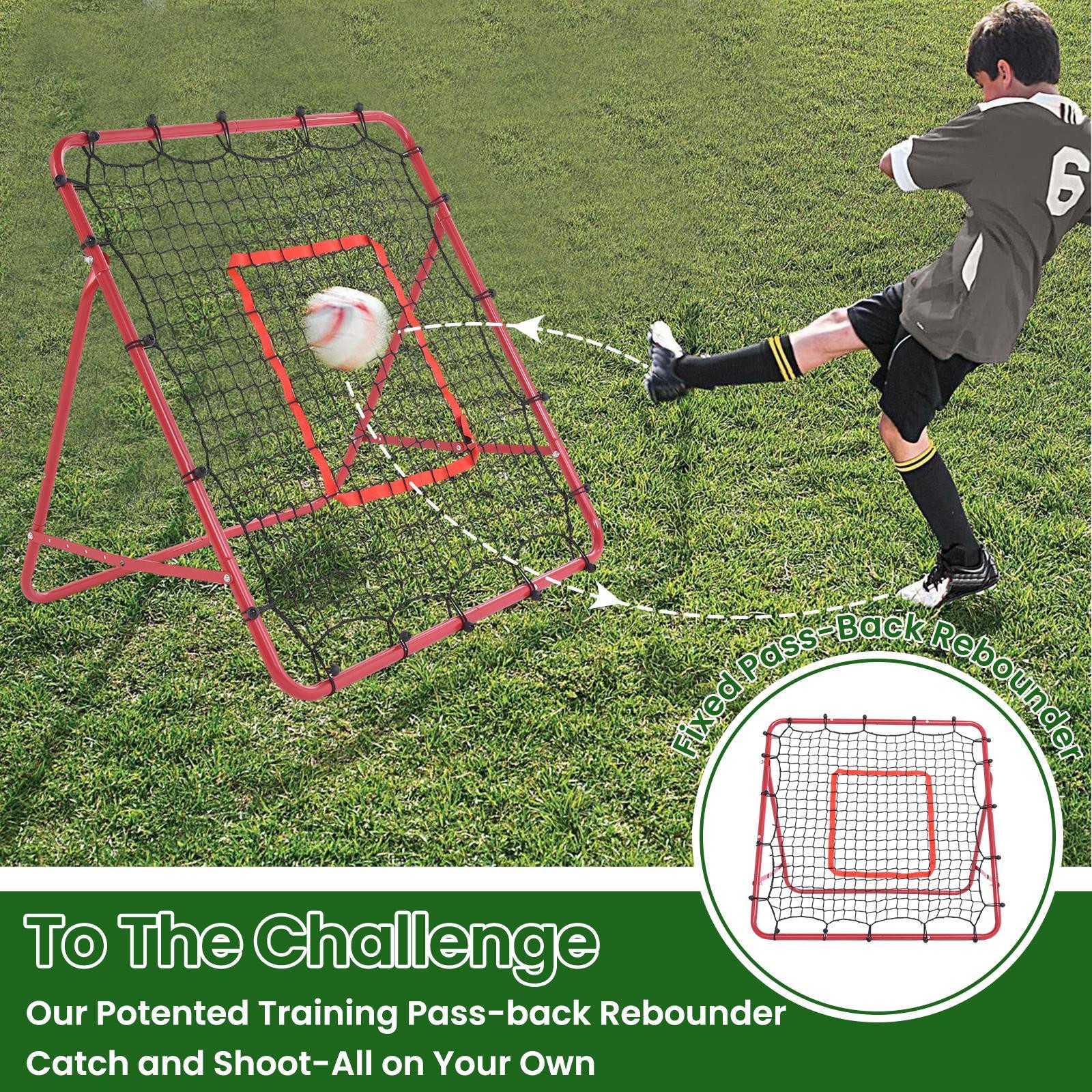 39x39" Baseball Rebounder Net, 5 Angles, Foldable Pitch Back Trainer w/ Stakes