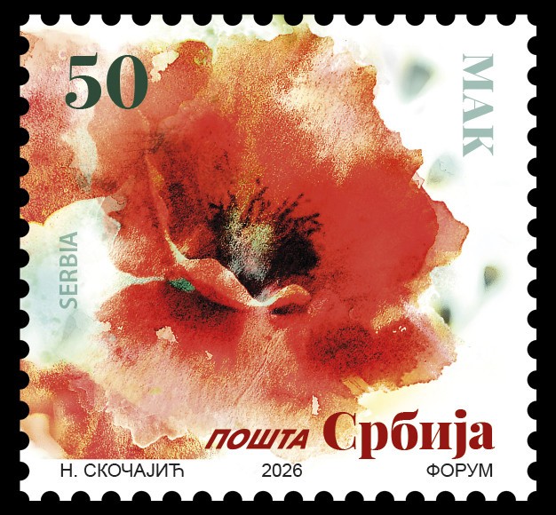 Serbia 2026, Poppy, flora, definitive stamps, 50d, MNH