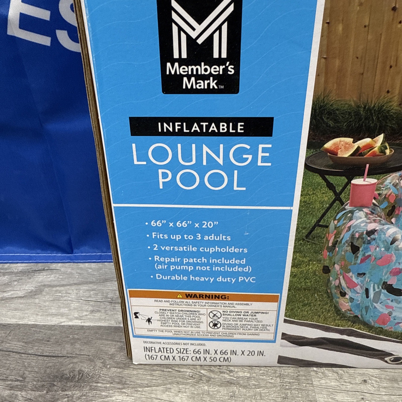 Member's Mark Inflatable Lounge Pool with Cup Holders, Terrazzo