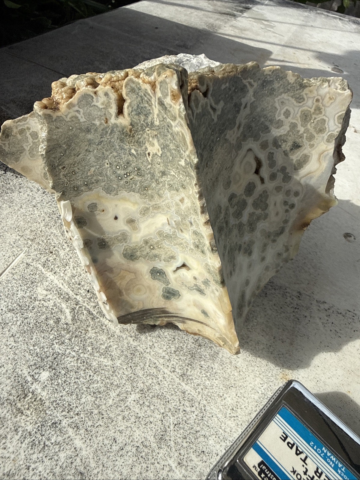 Carved Ruby Buhda On Ocean Jasper Faced Rough, Incredible Orbs Red Crystals 6”