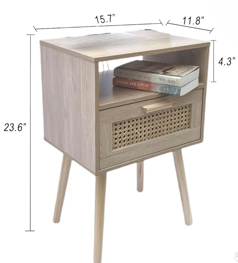 2 New Modern Rattan Nightstand Side Table Bedroom Living Room Small Spaces