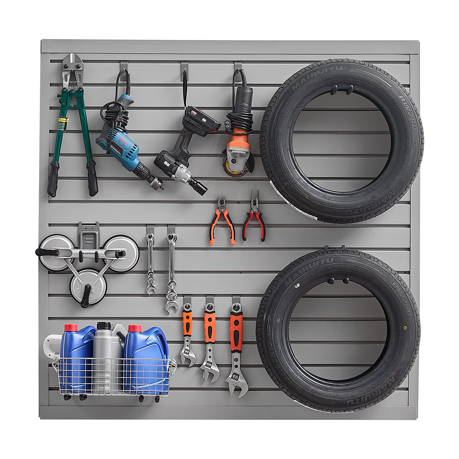 VEVOR 4 x 4 ft Slat Wall Paneling PVC Grey Garage Slatwall with Modular Design