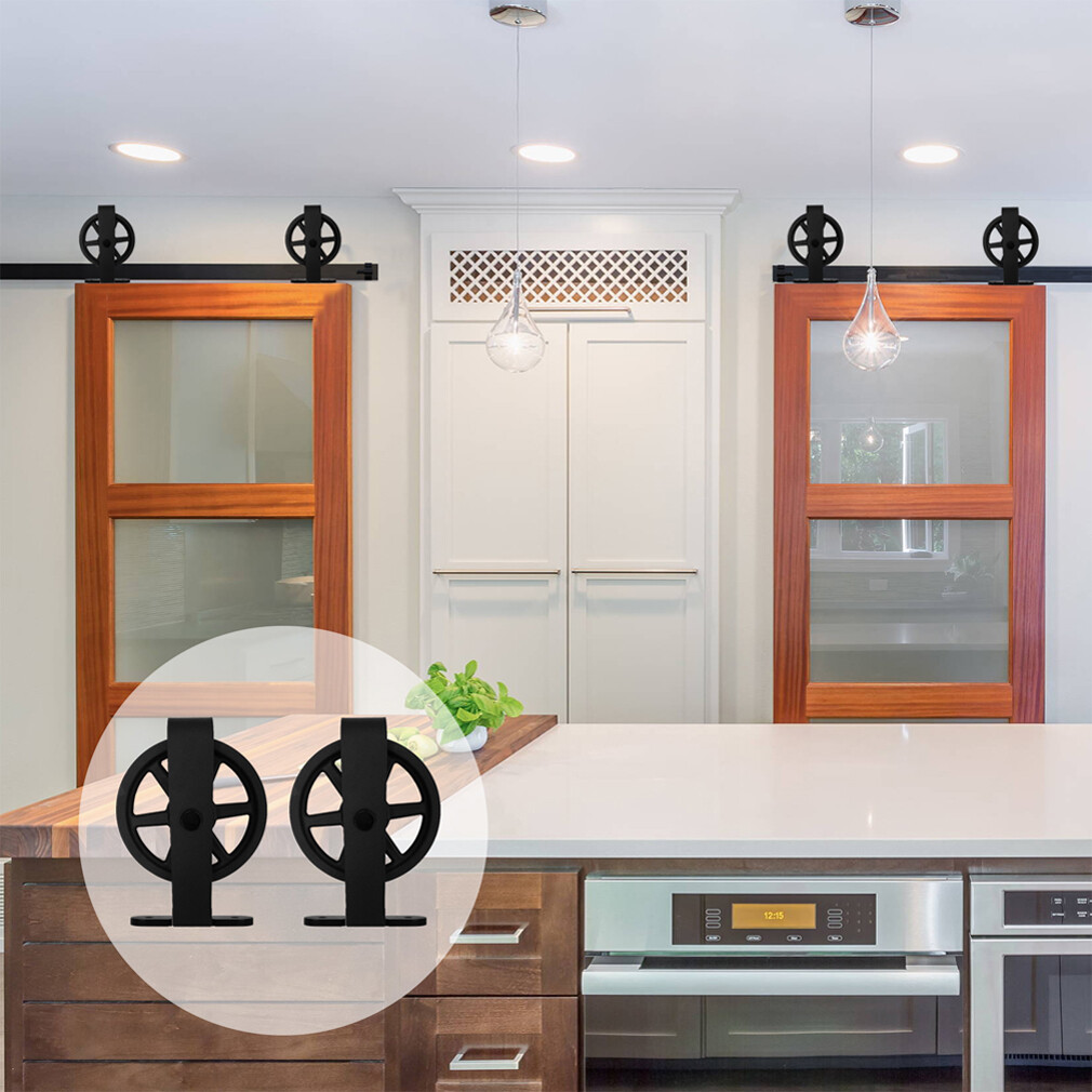 CCJH4-20FT Big Spoke Wheel Sliding Barn Door Hardware Kit For Single/Double Door