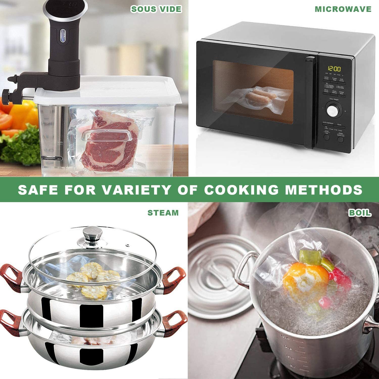 100/500 PINT QUART GALLON Vacuum Sealer Bags 6x10 8x12 11X16 Food Saver Storage