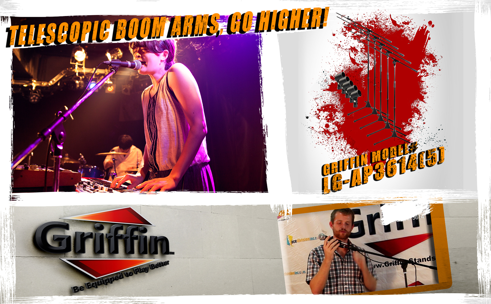 GRIFFIN Microphone Stand with Boom Arm 5 PACK - Tripod Telescoping Studio Mic