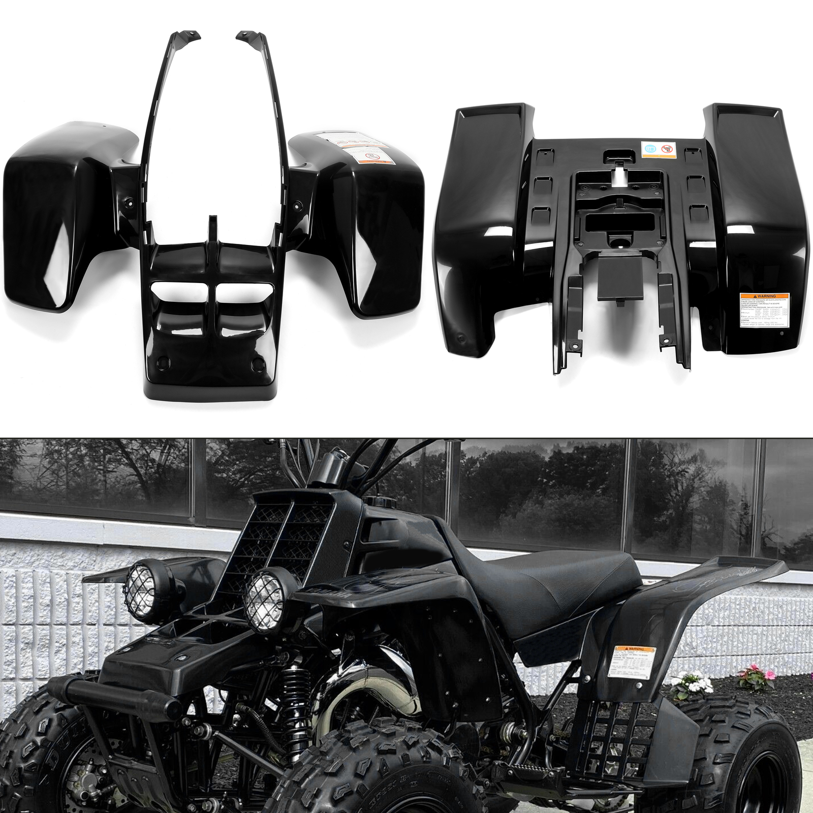 Front + Rear Fender Plastic Body For 1987-2006 Yamaha Banshee 350 YFZ350 （Black）