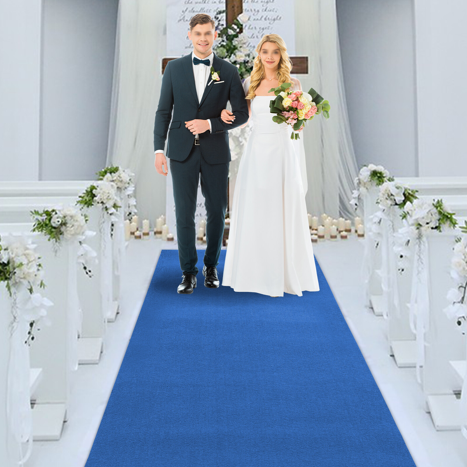 360GSM Blue Carpet Runner Wedding Award Party Event Aisle Rug DIY Cutting 3*33ft