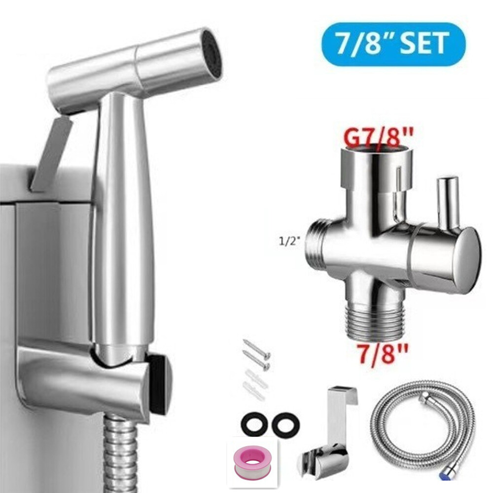 Toilet Shattaf Adapter Hose Bidet Spray Stainless Steel Handheld Shower Head US